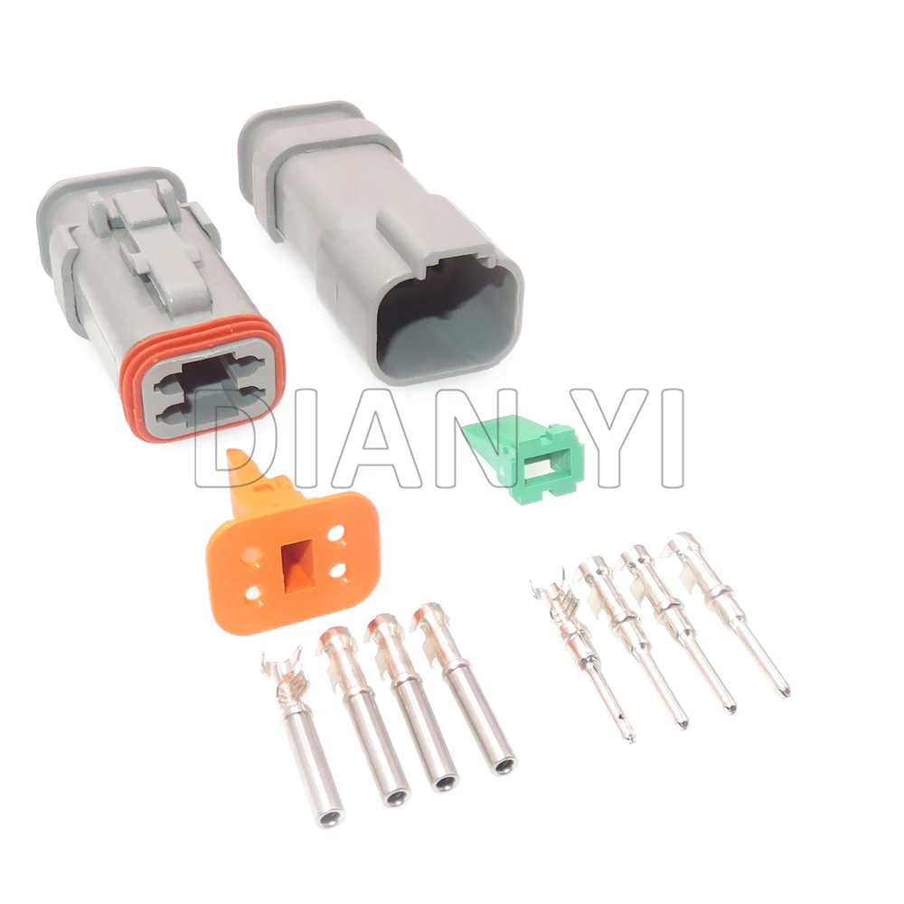 1 Set 4 Way Auto Male Female AC Assembly Docking Socket DT04-4P-E008 DT04-4S-E008 Car Sealed Connector