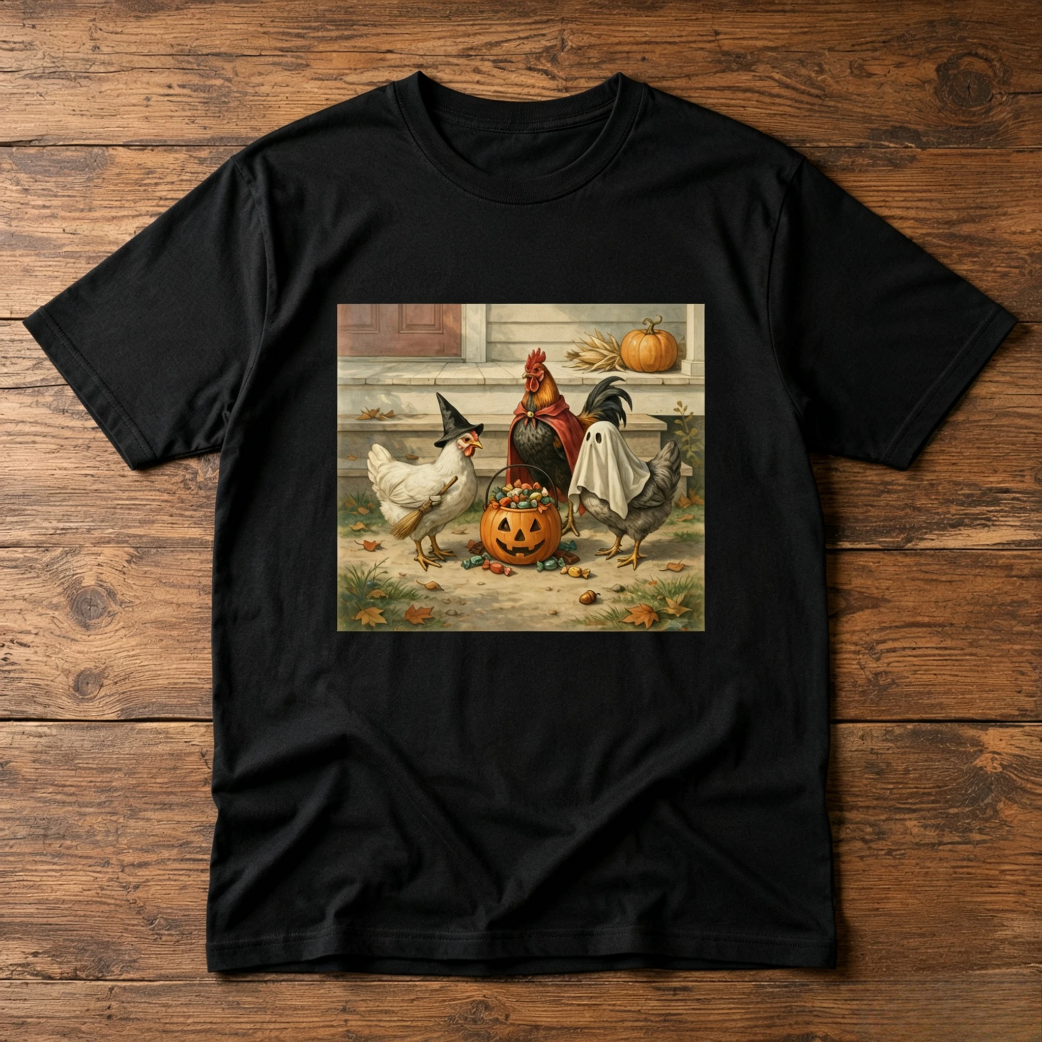 Comfort Colors Chicken Halloween Shirt Funny Trick or Treat Rooster Tee Cute Spooky Season Chicken Lover Graphic T-Shirt