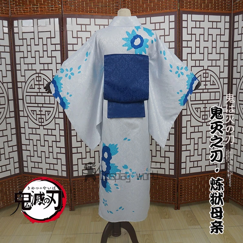 أزياء شيطان القاتل النسائية التأثيرية Rengoku Ruka ‌   زي كيمونو أنيمي أنيق للبالغين ملابس لعب الأدوار لحفلات الهالوين