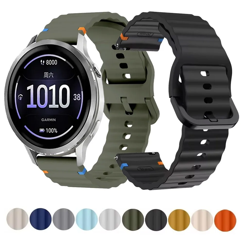 18/20/22mm Wellenförmiges Weiches Silikonarmband für Garmin Forerunner 970 570 165 55 Sport Komfortables Band für Garmin Active 6/Venu 4 41mm
