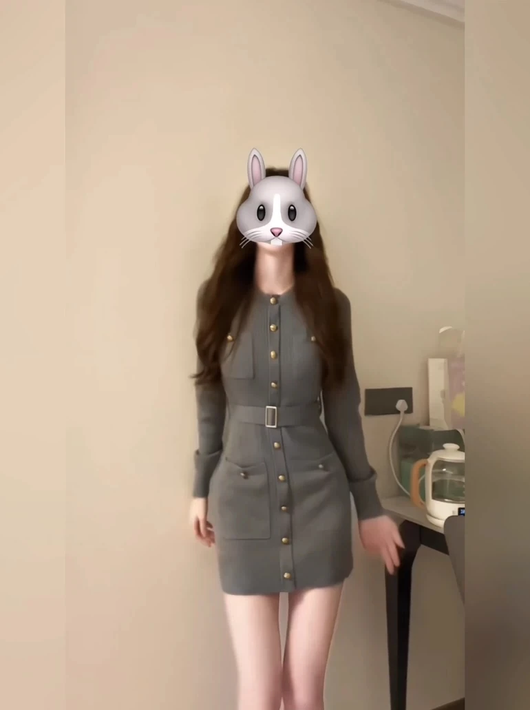 

XZY Slim Fit Long Sve Knitted Dr Women's plus Size Faionable ort Skirt High Waist round Ne Button Detail Casual Wear