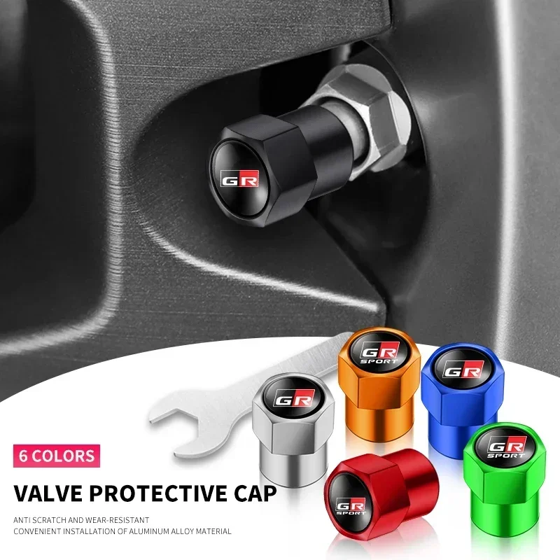 

4PCS/set Aluminum GR Emblem Car Styling Wheel Tires Valve Cap For Toyota GR Sport Gazoo Racing C-HR RAV4 Mirai Avensis Prado