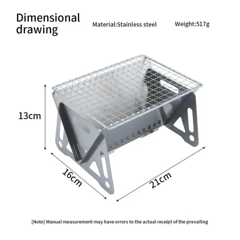 Stainless Steel Incinerator Grill BBQ Charcoal Stove Outdoor Picnic Portable Folding Stove Camping Equipment Mini Camping Oven