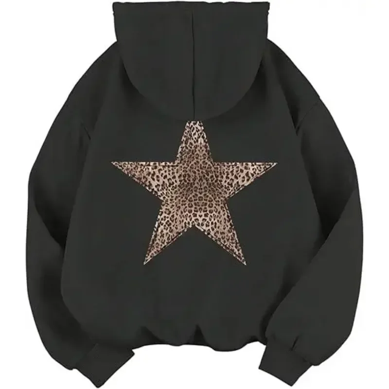 2025 Stern-Grafik Hoodies Y2k Leopardenmuster Kapuzenpullover Geparden-Hoodie Mode Lässiger HipHop Harajuku Unisex Pullover – Detail 1