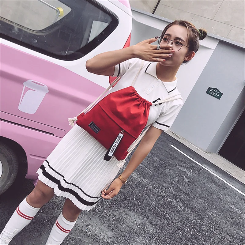 Mini Drawstring Backpack Bag Women Solid Color Backpack Large Capacity Drawstring Travel Bag Fitness Sports Bags