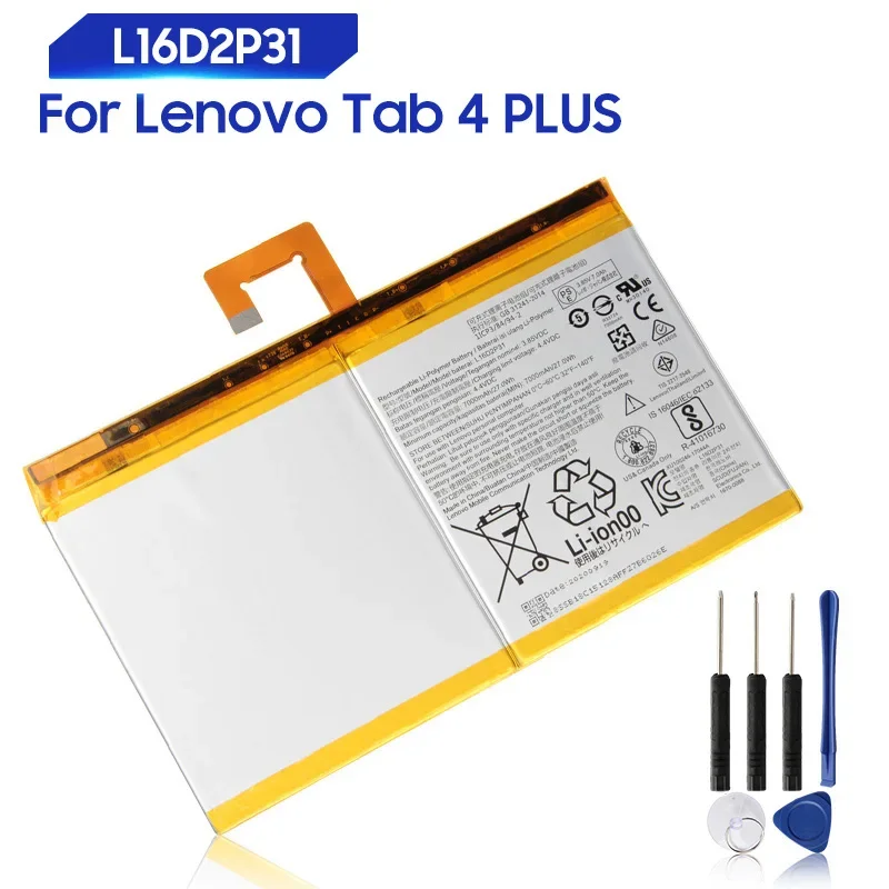 

Replacement Battery For Lenovo Tab 4 Tab4 PLUS TB2-X30M TB-X304F TB-X704F L16D2P31 Rechargeable Tablet Battery 7000mAh