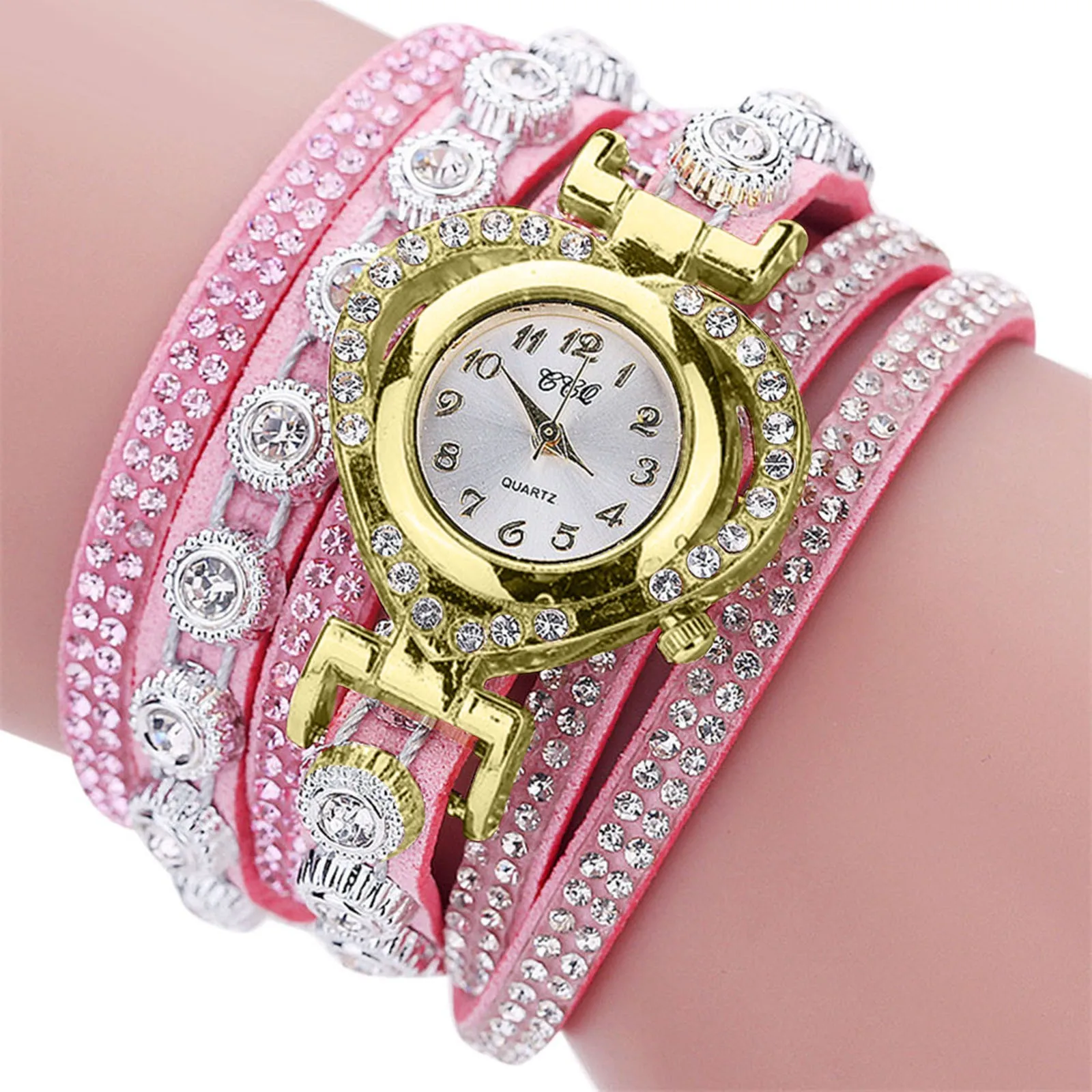 Women\'S 2024 Watch Vintage Luxury Rhinestone Crystal Bracelet Alloy Dial Analog Quartz Movement Wrist Watch Fashion Reloj Mujer