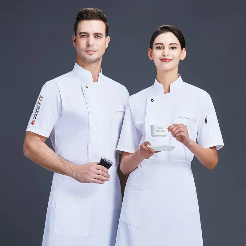 

Рабочая одежда для женщин-поваров для работы на кухнях, в западных ресторанах, отелях, кондитерских и пекарнях, с короткими рукавами, для весны и лета.