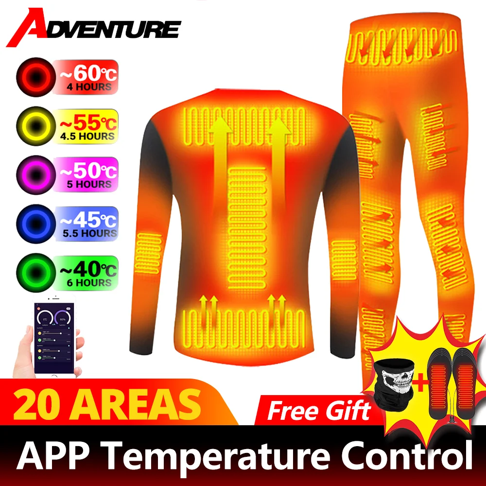 Heated Underwear Motorcycle Jacket USB Battery Powered Smart Phone APP Control Temperature Heating Underwear Suit Heated Clothes