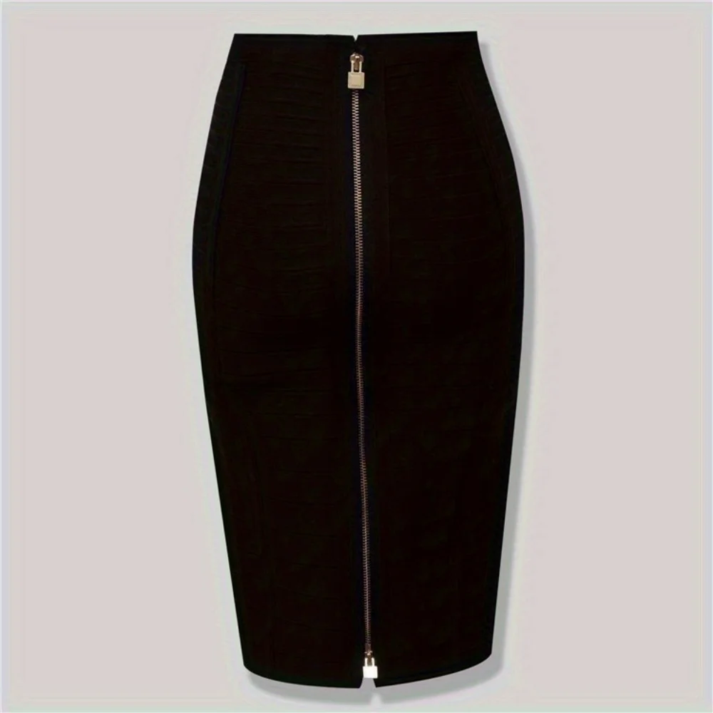 

Women's Skirt - Zipper Double-Slit Sexy High-Waisted Pencil Skirt, for Casual Outings, Dates & Party Gatherings