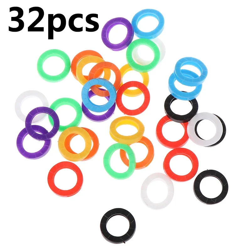 32 Stück elastisches Gehäuse Schlüssel ring Gummi Soft Keys Schlösser Kappe Topper Kopf/Kappen/Tags/ID-Marker gemischt Topper zufällig