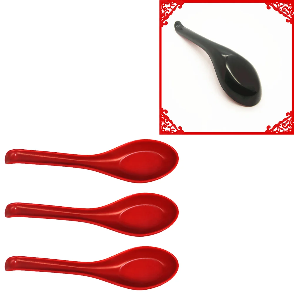 3 Pcs Two-color Spoon Tableware Rounded Spoons Asian Non-toxic Soup Chinese Ladle