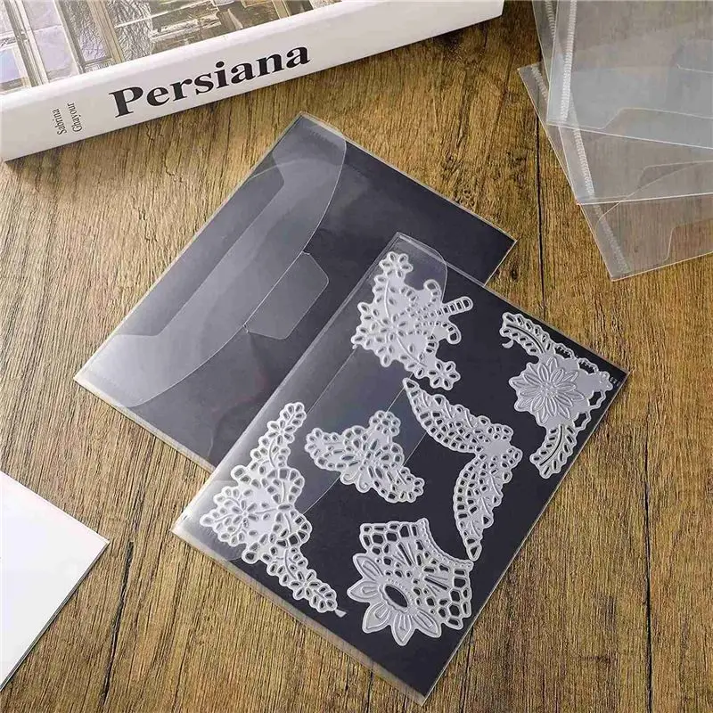 A01F-40 Pcs Clear Stamp And Die Storage Bag Resealable Storage Pocket Large Envelope Case For DIY Scrapbooking Paper Card