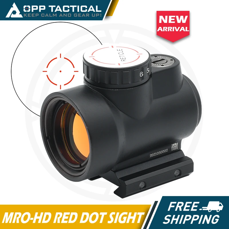 Tactical MRO-HD 1X25 Reflex-Style Red Dot Sight 2MOA and 68MOA Reticle with Flip-up Cap and Killflash for Hunting Airsoft Rifles