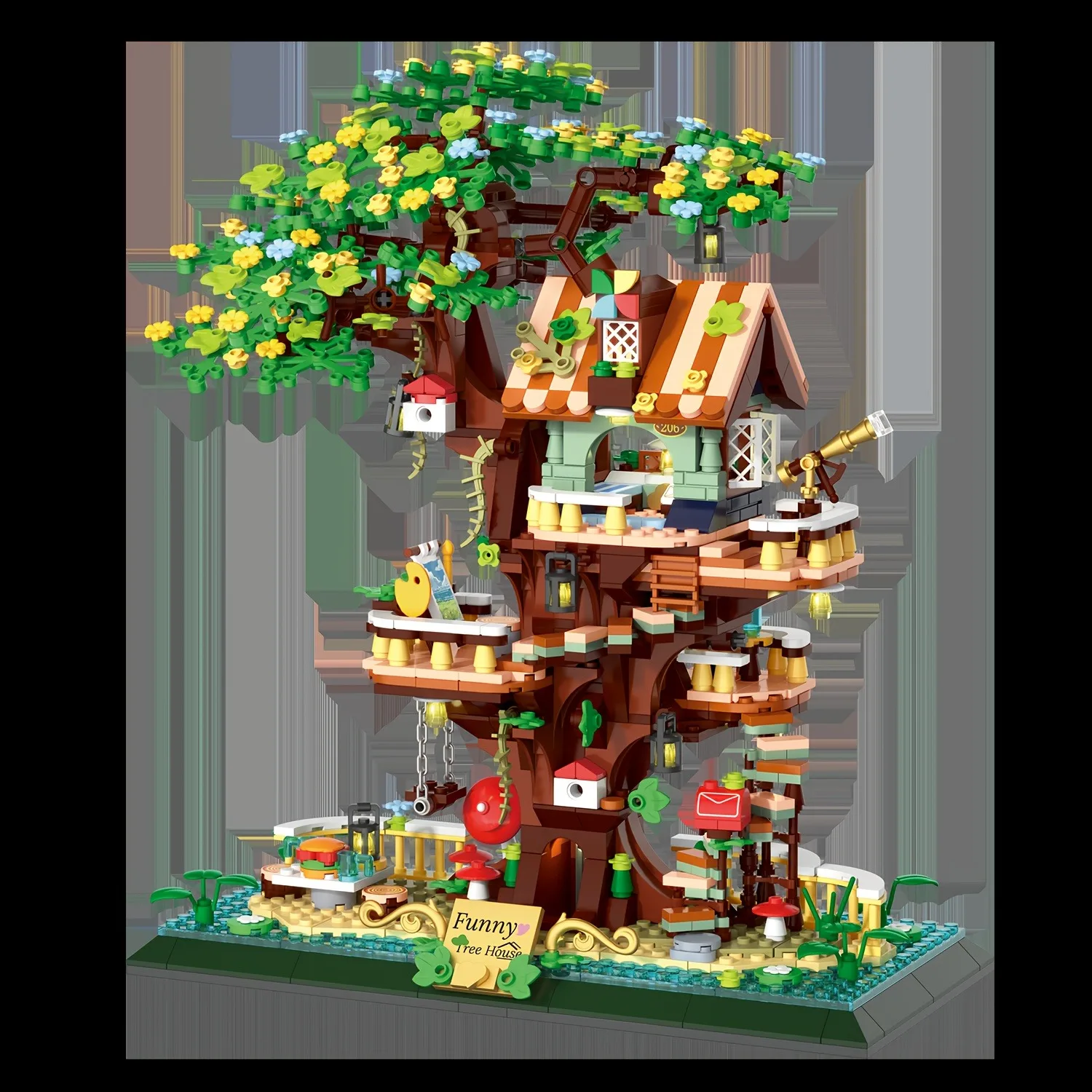 

Treehouse villa building block set, creative street scene building block model, suitable for gifts and collections.