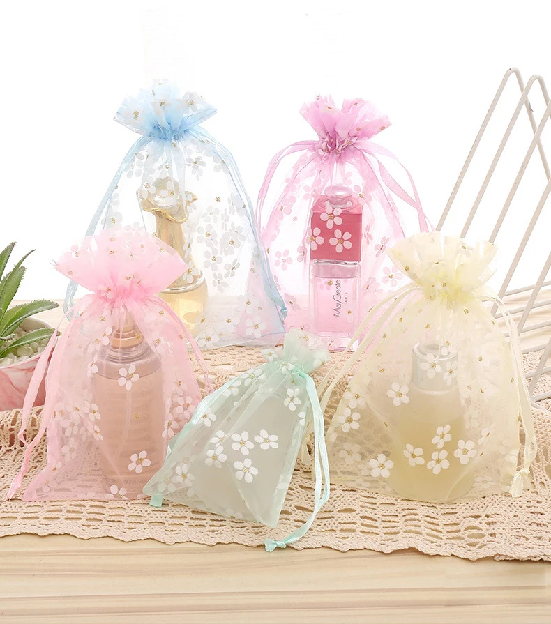 10pcs/Lot 10x14 13x18 16x23 Embroidery Organza Sachet Jewelry Packaging Pouches Wedding Party Candy Bolsa Drawstring Gift Bags