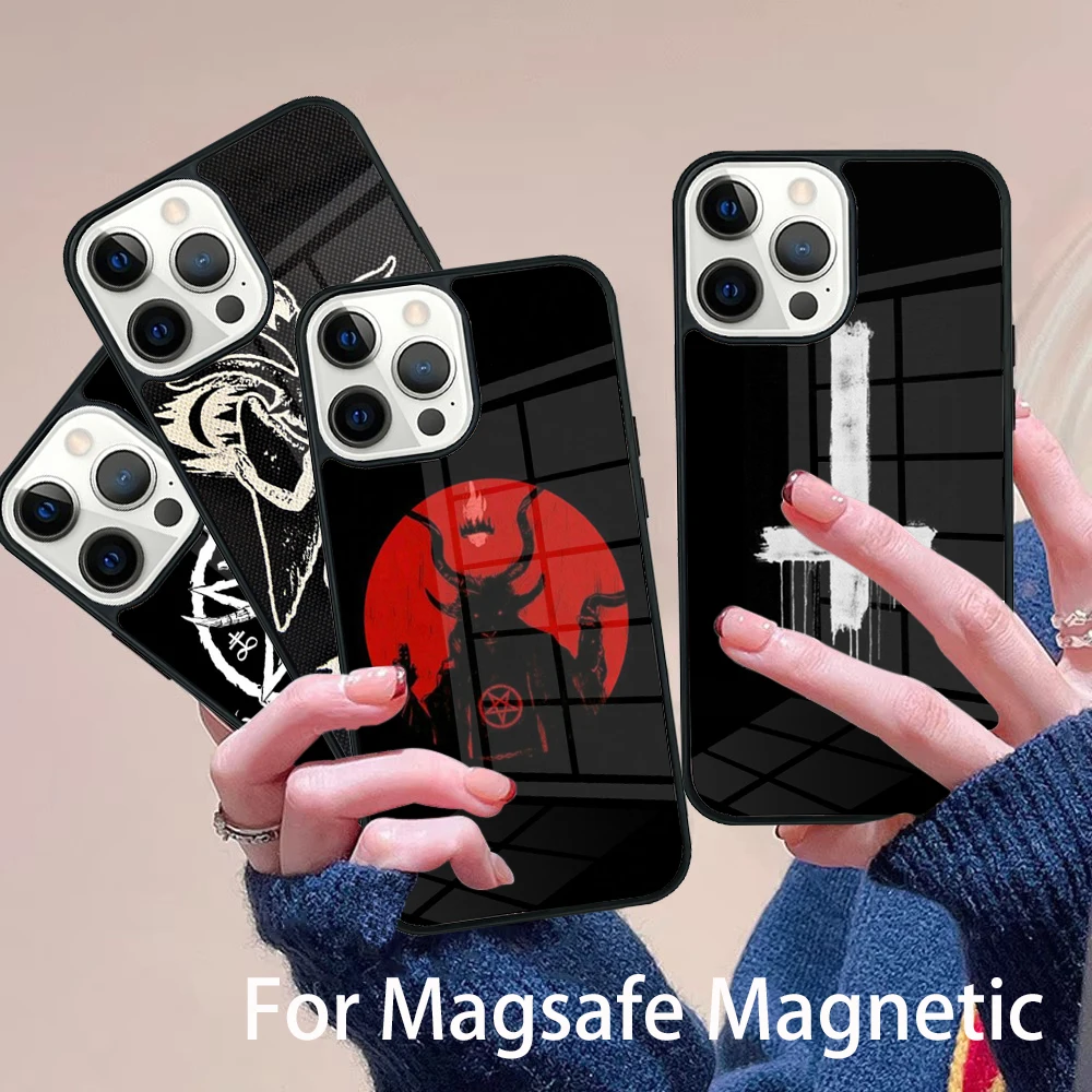 

Devil Satan Phone Case Magesafe Magnetic Wireless Charge Cover For IPhone 16 11 12 13 14 15 Pro Max Plus Mini