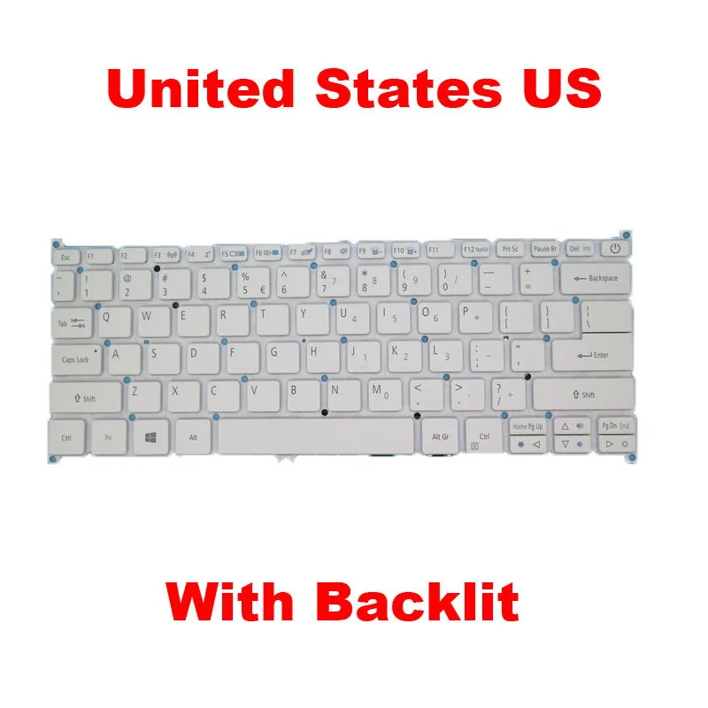 Laptop Backlit Keyboard For ACER  Swift 113 SF113-31 N17P2 SF314-52 SF314-52G S30-20 V153402CS United States US Black White