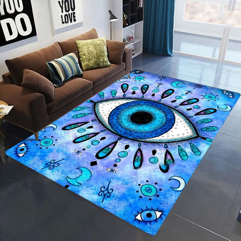 

2025 New Evil Eye Print Area Rug for Home Living Room Bedroom Kitchen Rug Non-slip Flannel Rug Machine Washable Floor Mat