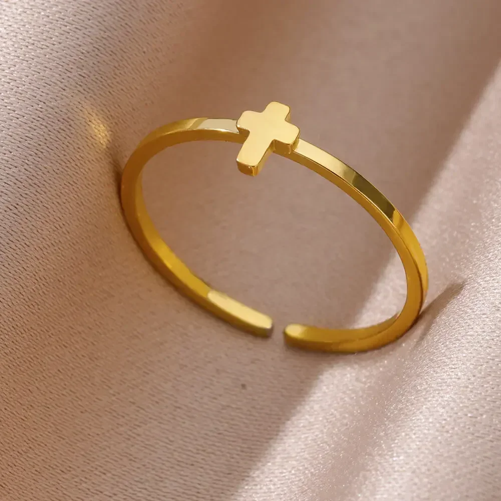 Edelstahlringe für Frauen, ästhetisches Herz, goldfarben, Ehering, Vintage, wasserdicht, Hochzeitsschmuck, Abschlussball, Accessoires, Geschenk