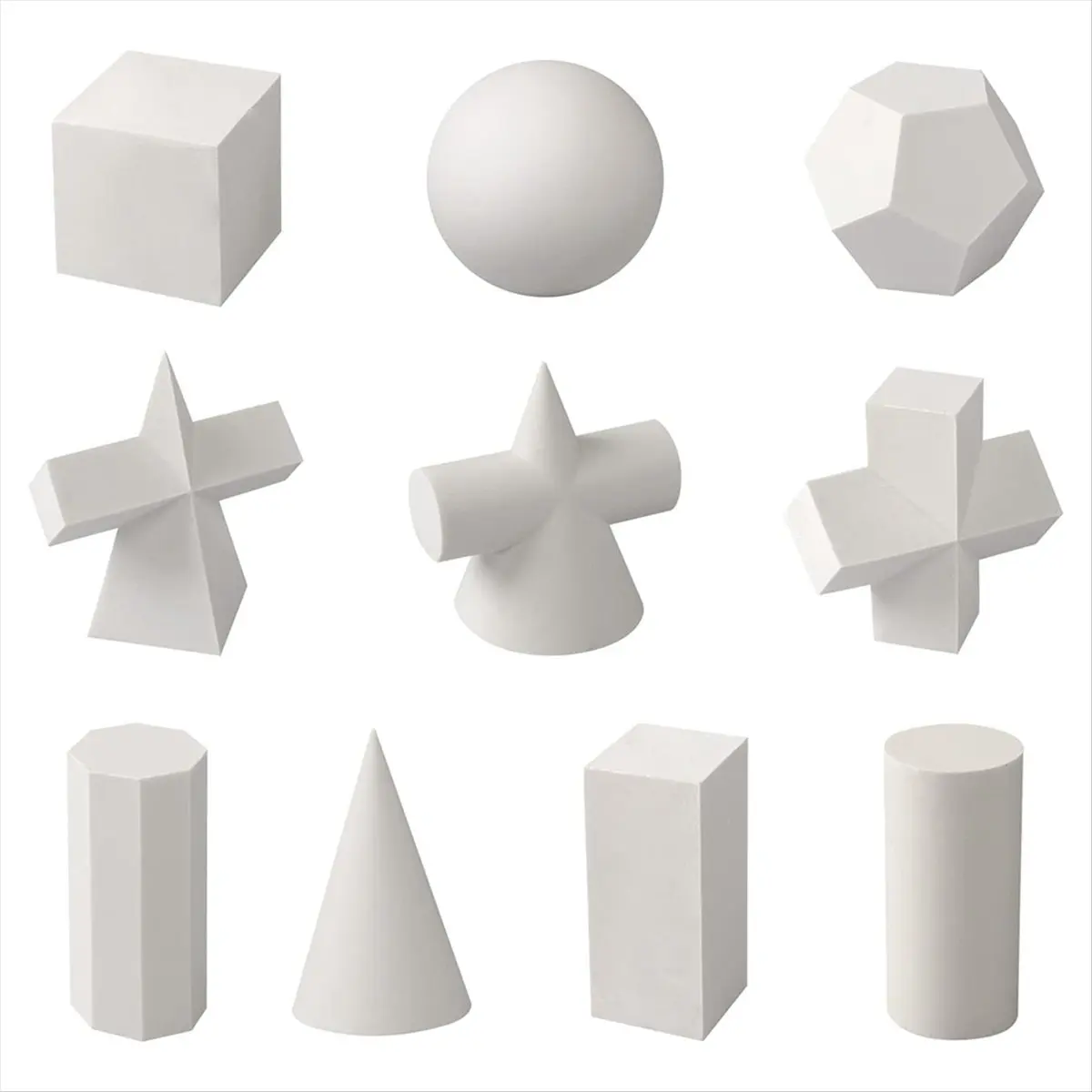 A75K 10Pcs 3D Geometry Sketch Drawing Model Gypsum Geometry Mold Sketch Mold for Shadow Drawing 2inch Mini Mold