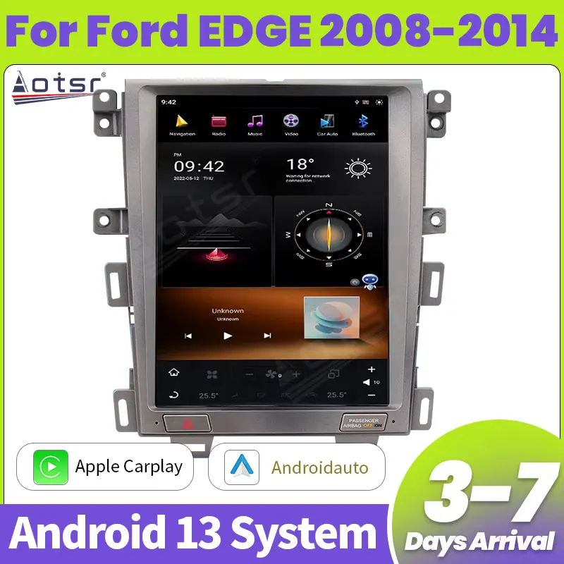 

Aotsr Android 13 8 + 128G для Ford EDGE 2008-2014, автомобильный радиоприемник, навигационный головное устройство, мультимедийный плеер, стиль Tesla, аудио стерео