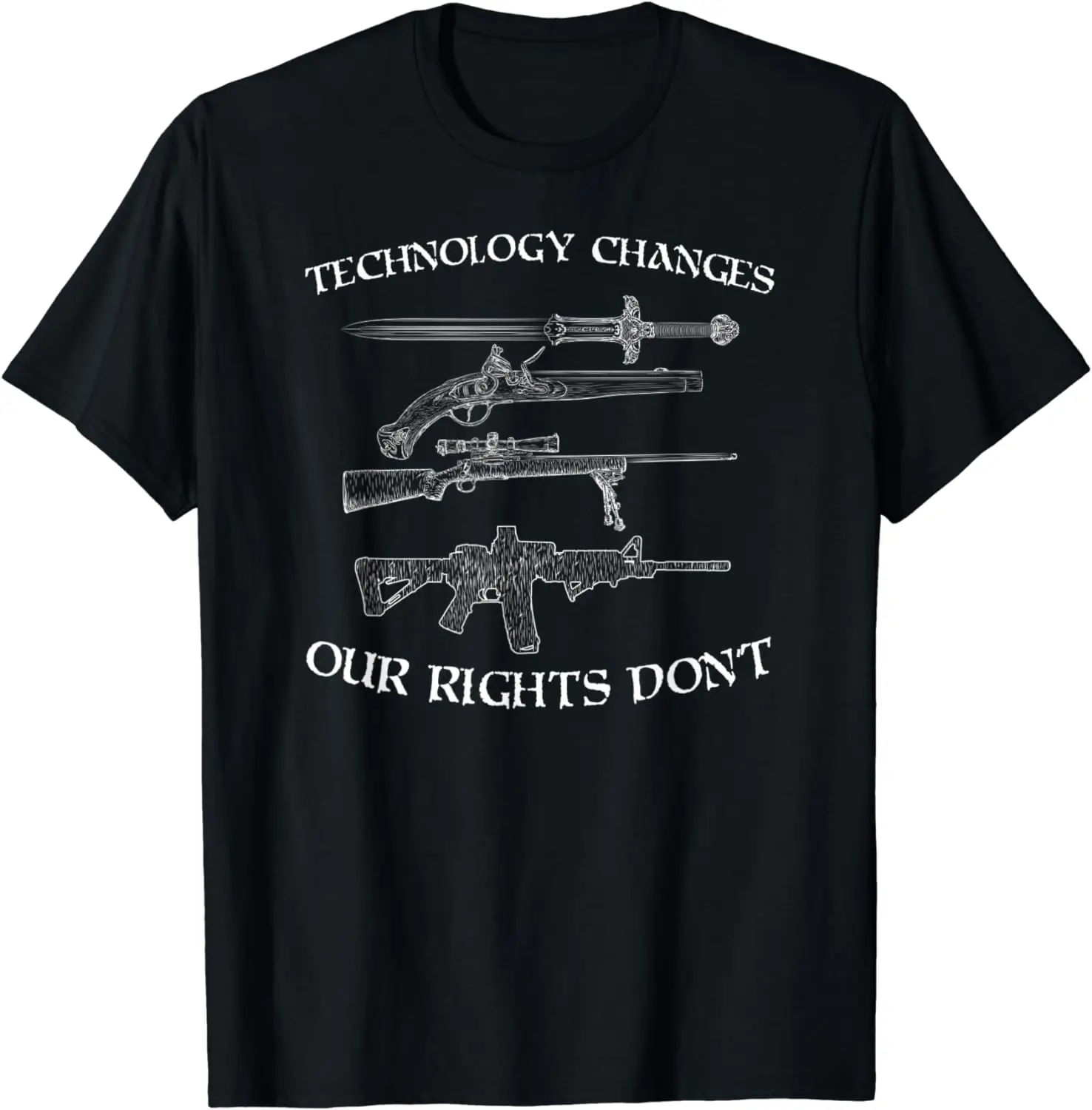 

Technology Changes Our Rights Don't. Pro Gun 2nd Amendment T-Shirt New 100% Cotton O-Neck Short Sleeve Casual Mens T-shirt