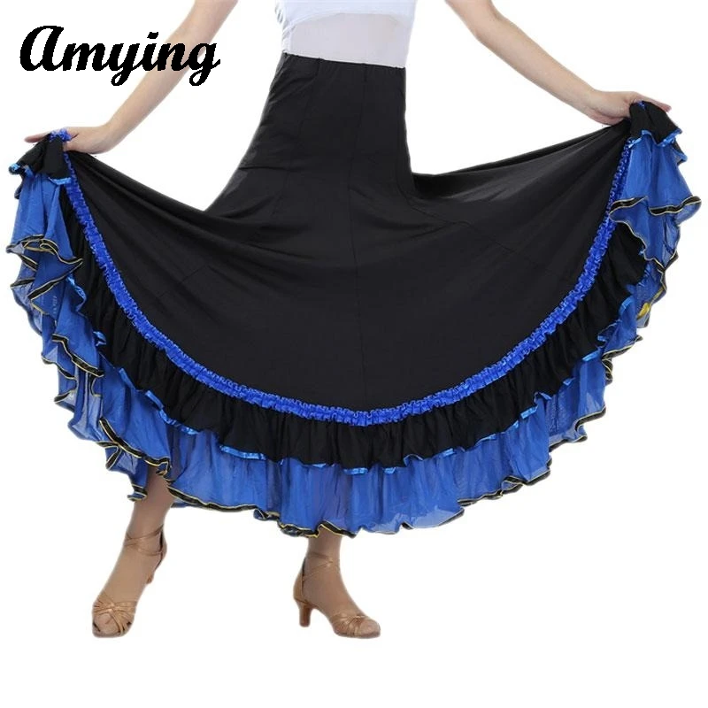 Damska półspódnica do tańca nowoczesnego Waltz National Standard Dance Large Swing Skirt Długa spódnica Square Dance Performance Dress New