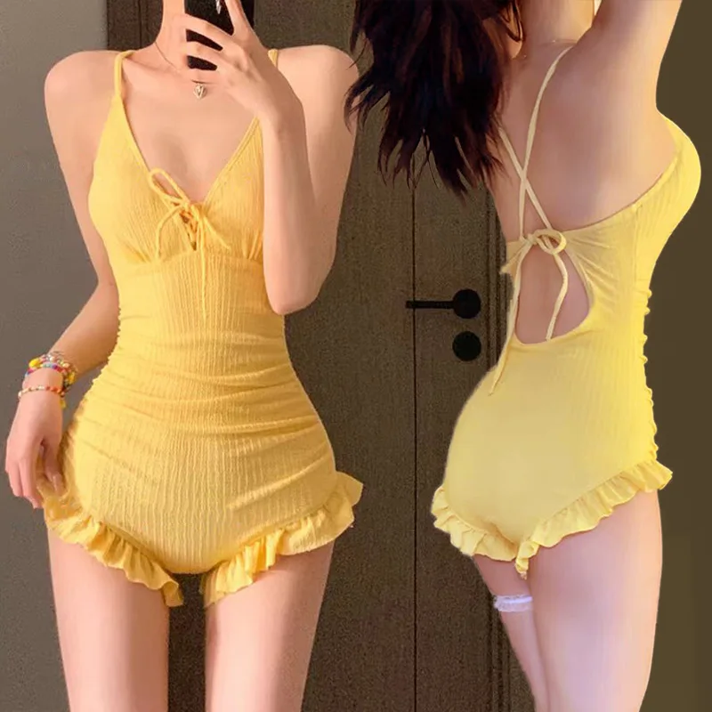

2025 Summer High Waisted Ribbed Bikini Set Women Stretchy Sexy Solid Color 2 Piece Swimwear Y2K Party Tummy Control Bathing Suit