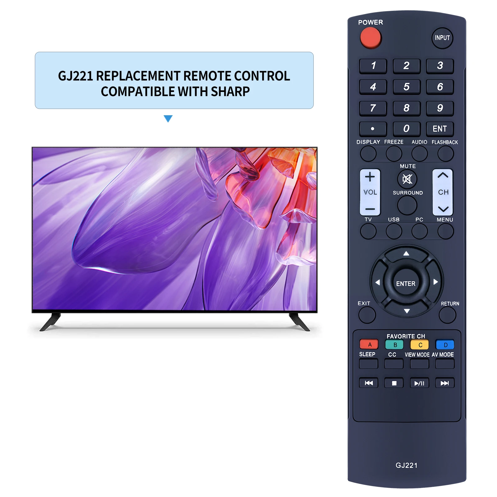 New GJ221 Remote Control For Sharp TV LC-32D59U LC-32D59 LC-42D69U LC-42D69 SVD-3815