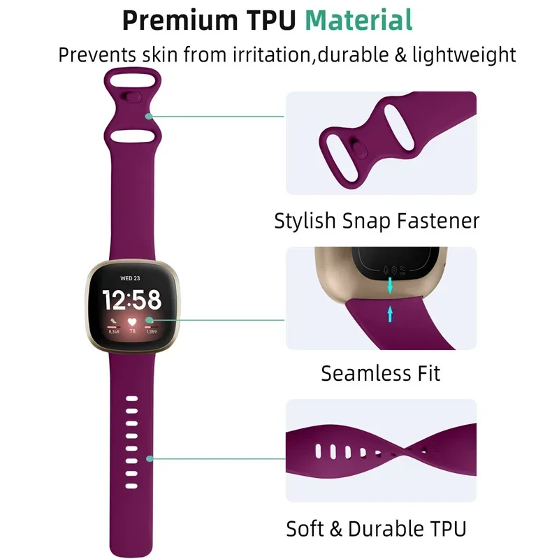 حزام ساعة سيليكون لـ Fitbit Versa 3 حزام ساعة ذكية ناعمة Correa سوار رياضي لـ Fitbit Sense Versa 3 ملحقات حزام الساعات