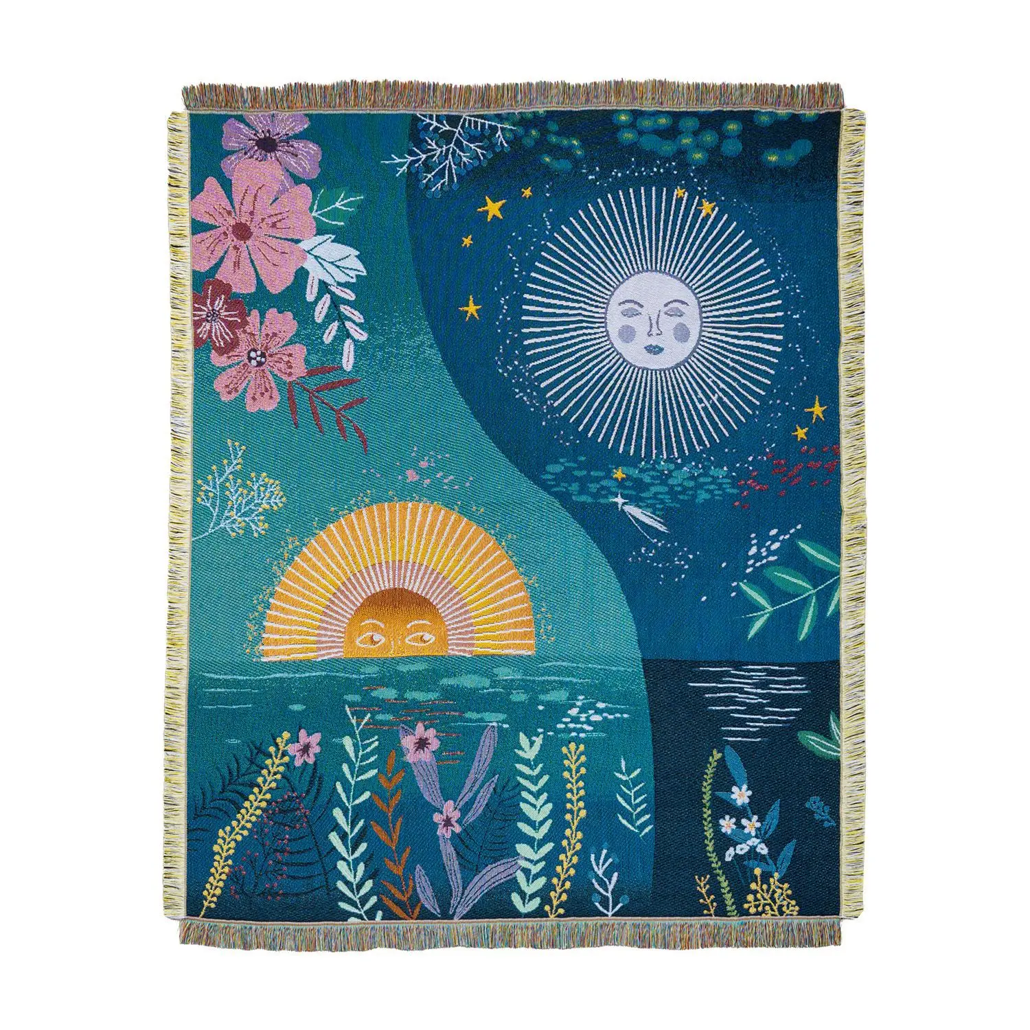 Hemelse zon maan geweven wandt - Boho Throw Blanket Fringe recensie en prijs