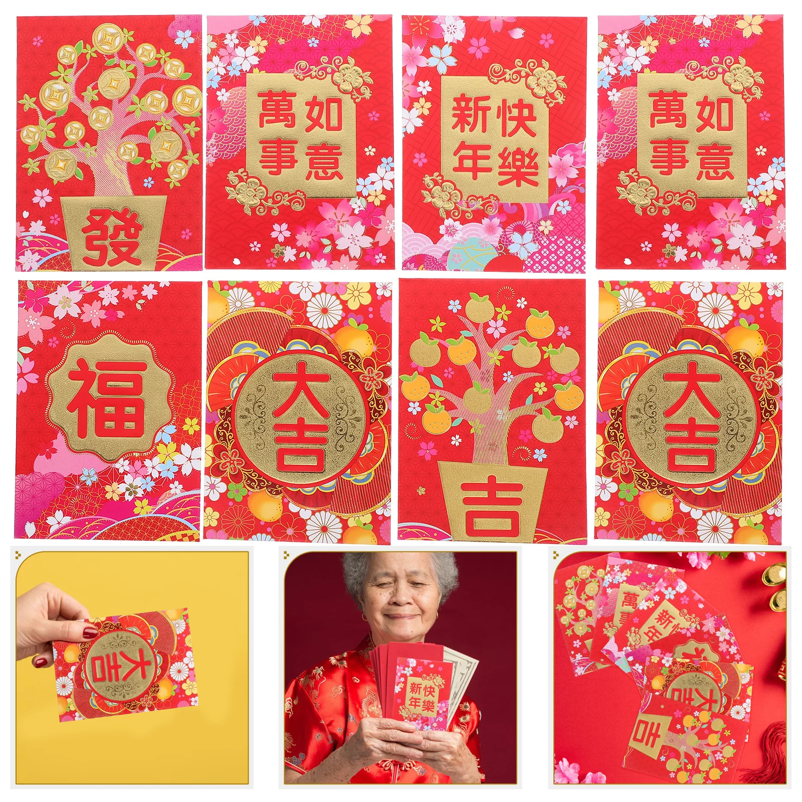 

60pcs Lucky Money Traditional Chinese New Year Red Festive Cash Envelopes Lunar New Year Decorative Red Packets Cultural