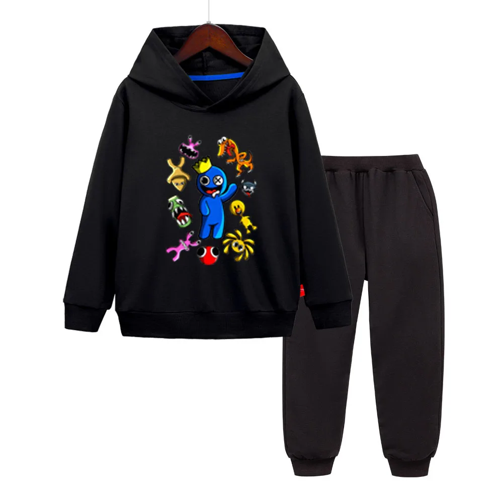 

NEW Rainbow Friends Boy Girl Hoodie Cartoon Spring Autumn 2pcs Casual Cotton Hoodie+pants Sports Suits Teenage Kids Outfits