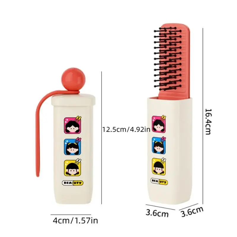 Mini peine retráctil de bolsillo con espejo, cepillo de masaje portátil para salón, viajes, herramientas de estilismo de maquillaje al aire libre, 1 Uds.