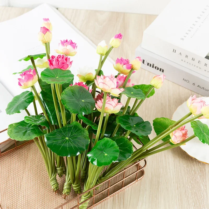 

27 см длинные искусственные цветы лилии EVA Lotus Faux Flowers Decor, искусственные мини-цветы лотоса, растительное украшение для дома, сада и дома