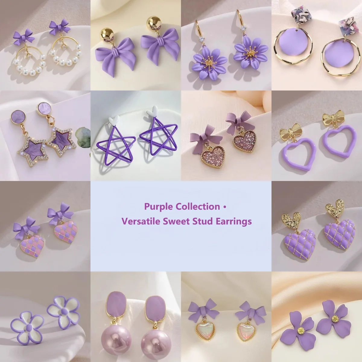 Niche Design Delicate Stud Earrings for Women Summer Sweetness 2025 New Arrival Earrings Purple Floral Small Studs