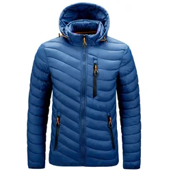 Herren Herbst und Winter lässig dünne Kapuze abnehmbare Baumwoll jacke