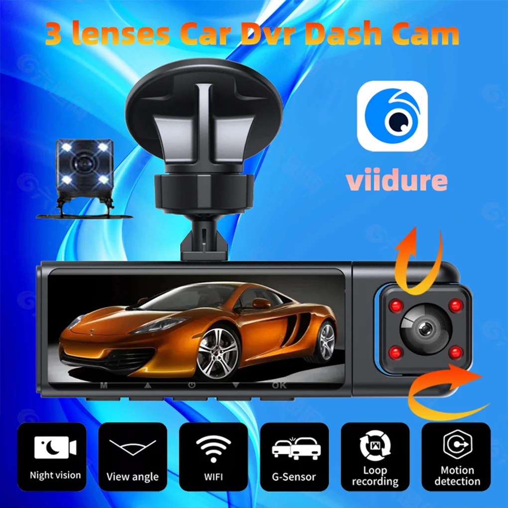 

Автомобильный видеорегистратор 1080P, Wi-Fi, 3/2 объектива, 3,16 дюйма, автомобильная камера для автомобильного регистратора, передняя и задняя камера, видеорегистратор ночного видения