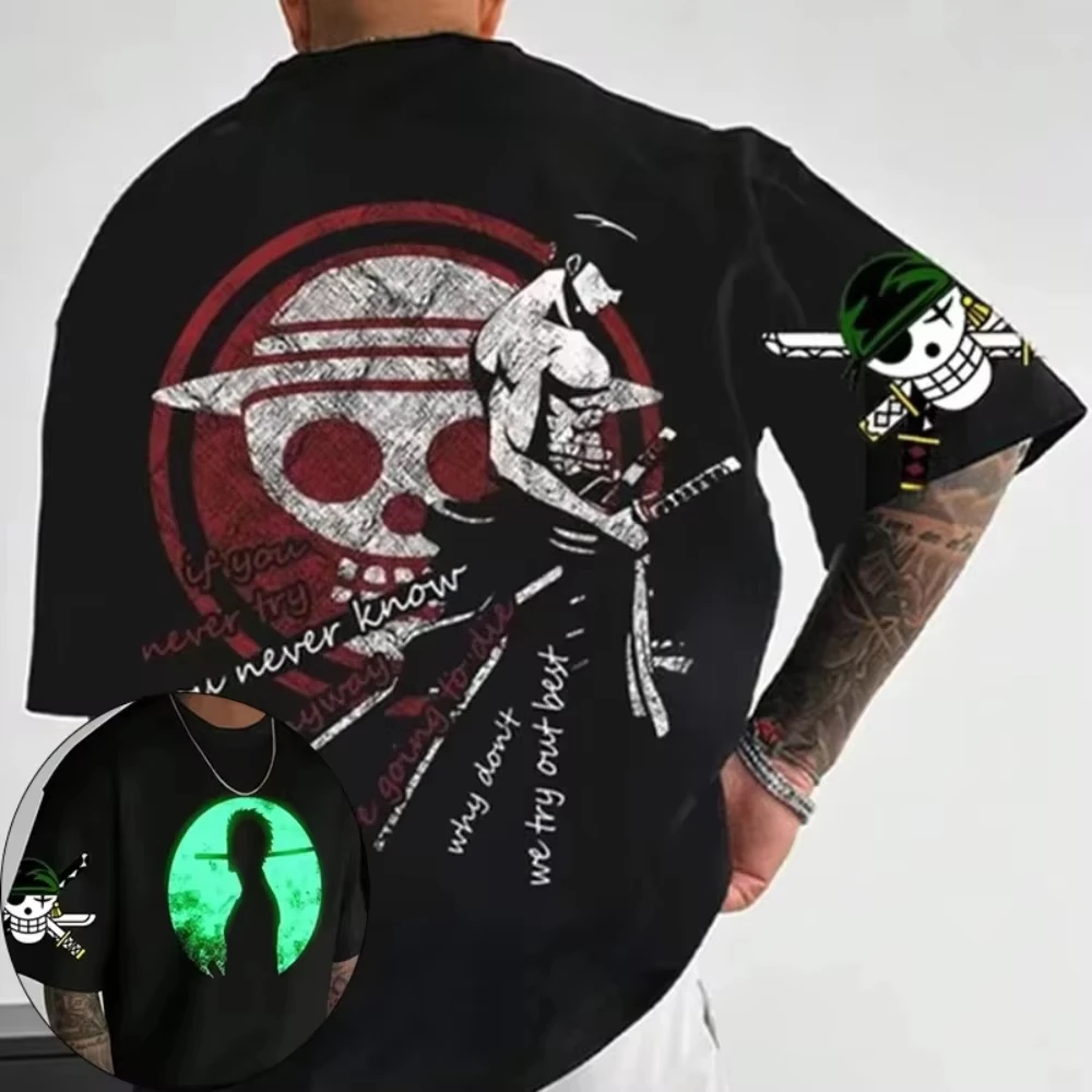 2026 Neues One Piece Sommer Herren T-Shirt Anime Roronoa Zoro Herbst Unisex Rundhals Kurzarm T-Shirt