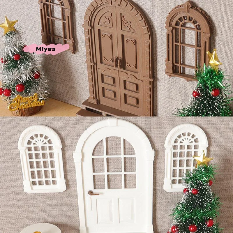 

1/12 Scale European Style Door Model for Dollhouse Furniture Decoration Simulation Dolls House Micro Scene Construction Props