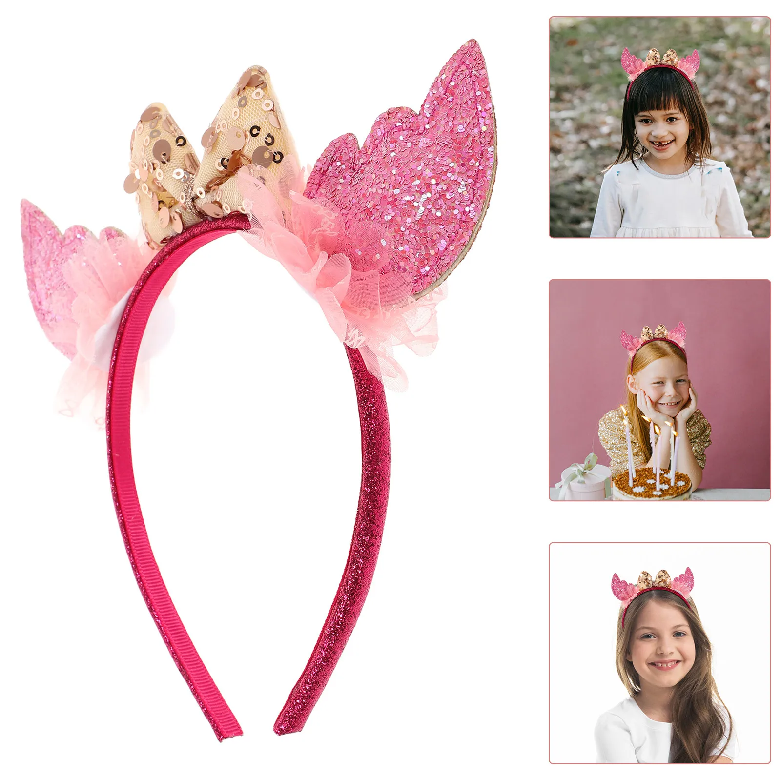 

Повязка на голову с бантом для девочек, детская повязка для волос на день рождения, украшение для волос с пайетками, блестящий легкий головной убор из полиэстера для праздников