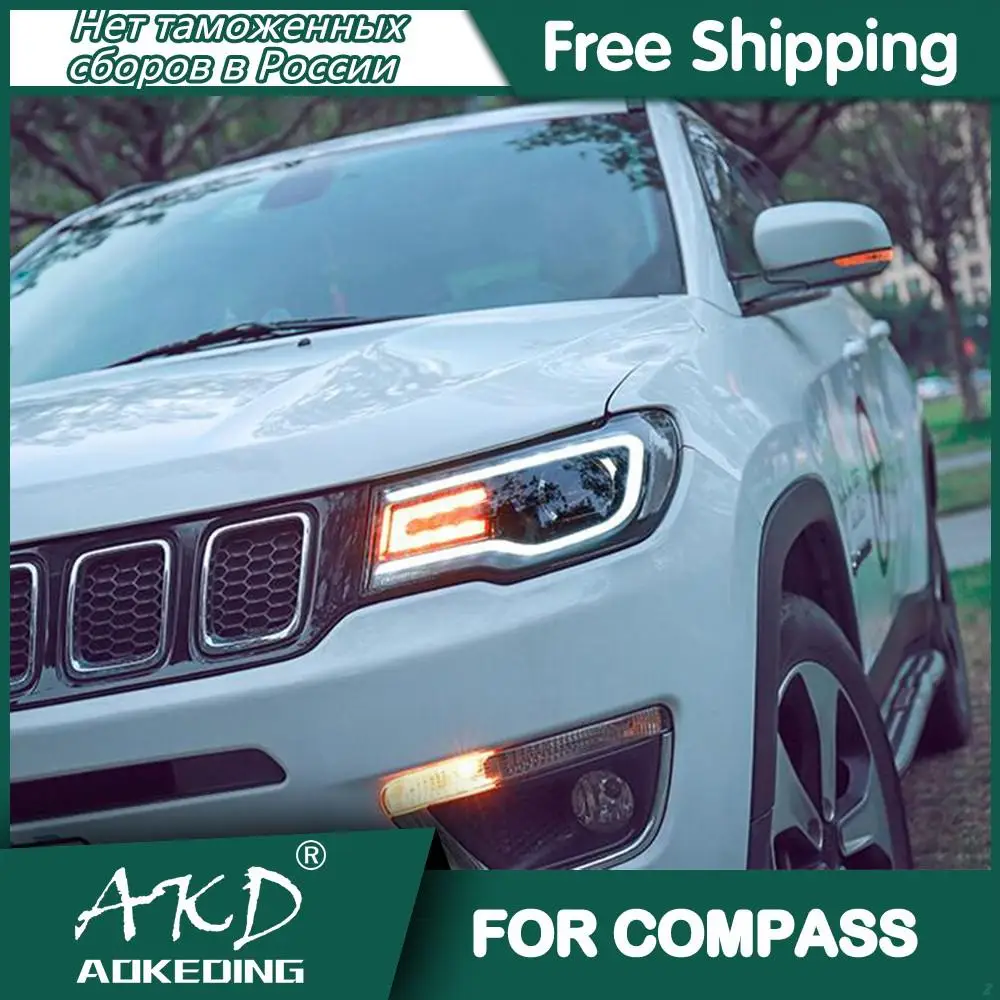 

Автомобильные фары для Jeep Compass 2017-2020 DRL Hella светодиодный Bi Xenon Bulb Противотуманные фары автомобильный аксессуар передняя фара