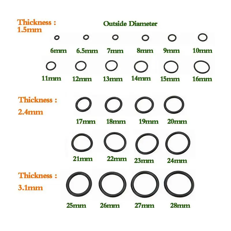 A27F-1480Pcs Rubber O-Ring Kit 24 Sizes Seals For Garages, Ordinary Plumbers