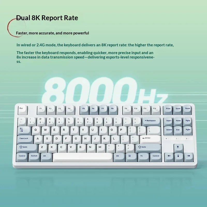 SKN Qinglong 87 Ultra Mechanical Keyboard 87 Keys Tri Mode Wireless Dual 8K RGB Hot Swap Custom Gaming Office Keyboard for PC
