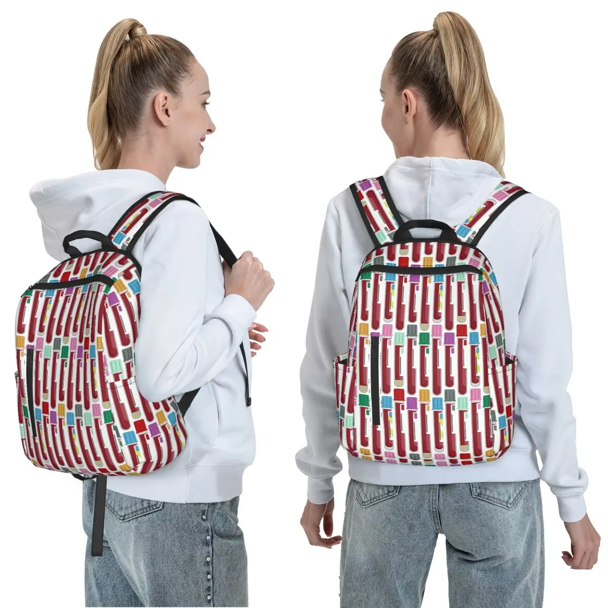 Phlebotomy Blood Tubes Backpack Daypack Large Capacity Boys Girls BookBag School Bag Shoulder Bags for Men Women