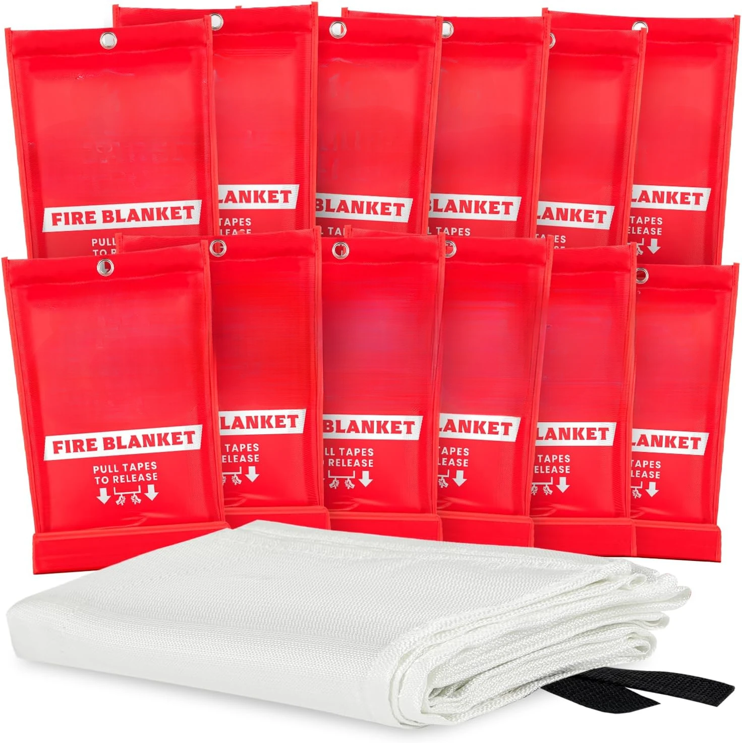 Emergency Fire Blanket - 12 Pack - Fire Suppression Blanket for Kitchen, 40” x 40” Fire Blanket for Home