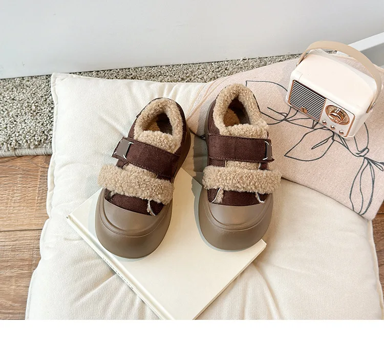 2026 Winter Neue Kinderschuhe Mädchen Koreanischer Stil Lammwolle Mädchen Baumwollschuhe Verdickte Samt-Warme Anti-Kick Fell-Schuhe – Detail 17