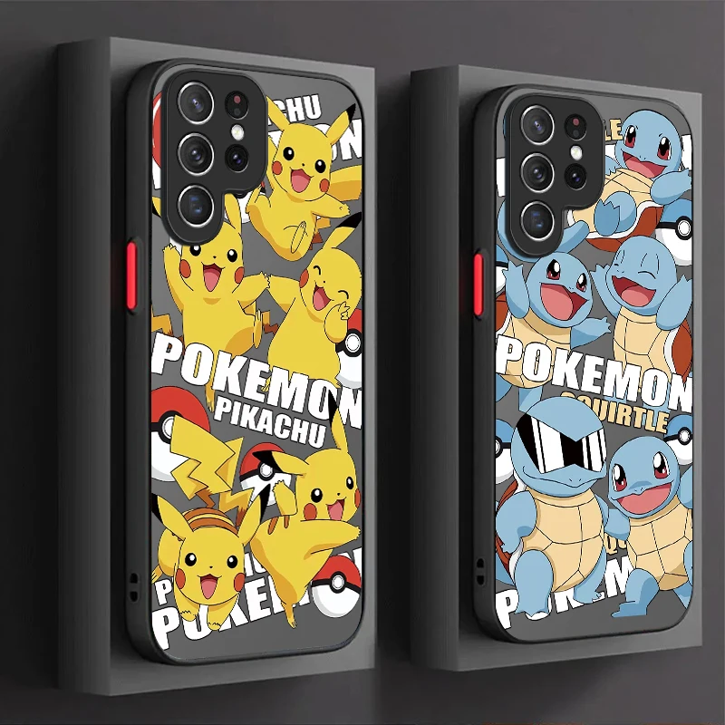 Lovely P-Pokemon Pikachu Case For Samsung Galaxy S24 S23 S22 Ultra S21 S20 FE S10 Plus Note 20 10 A15 A25 A35 A55 Silicone Etui