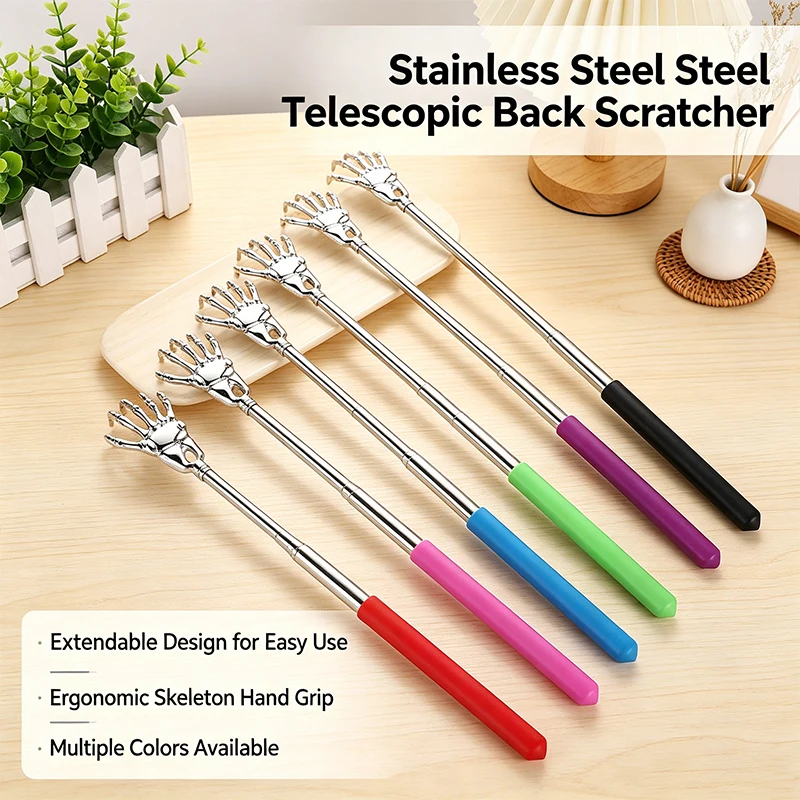 1-3PCS Adjustable Back Scratcher Stainless Steel Telescoping for Portable and Convenient Massage and Tickle Relief Relaxation